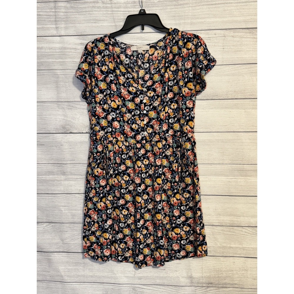 LOFT Floral Dress SP Rayon Tie Waist Pullover Lightweight Feminine